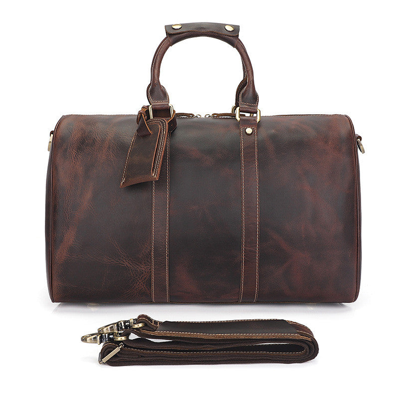 Vintage Distressed Cowhide Leather Duffle Bag