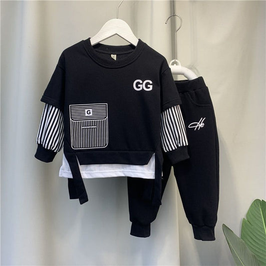Children's Fashion Sweater Pants Suit - Korean Style Autumn Outfit for Boys & Girls