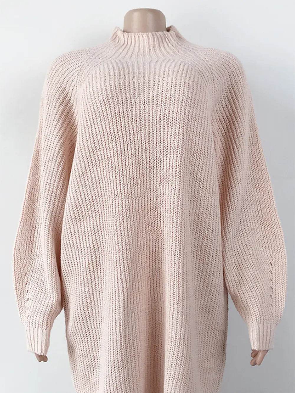 Mock Neck Dropped Shoulder Sweater Dress - Millivan supplies