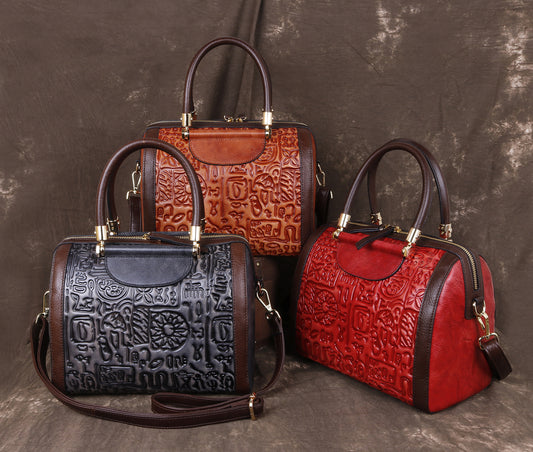 Retro Three-dimensional First Layer Cowhide Shoulder Handbag