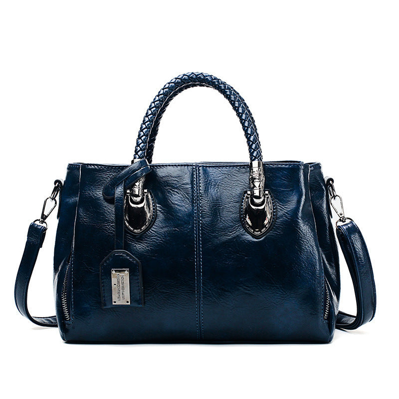 Vintage oil wax leather handbag in black - luxury crossbody bag with premium leather finish for women - Millivan Supplies