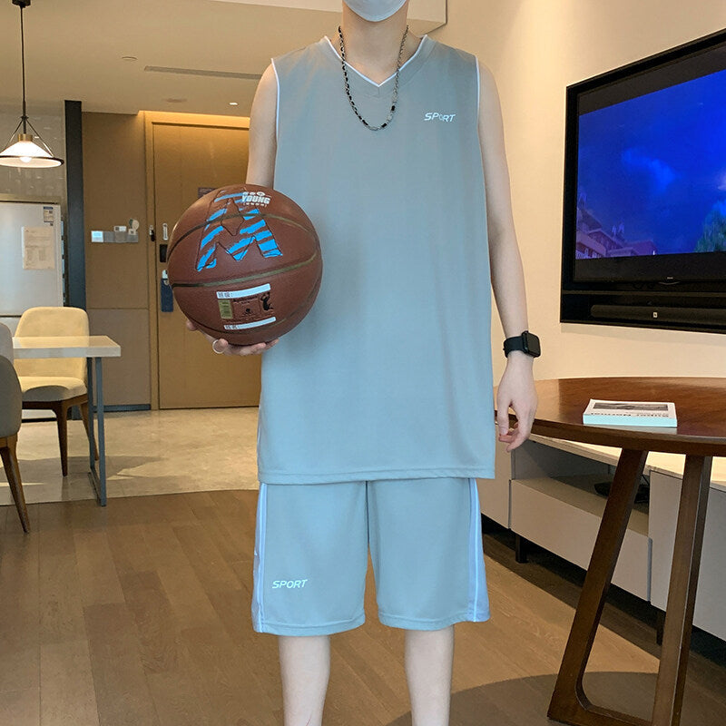 Men's Basketball Sports Suit - Adult Short Sleeve Vest Leisure Wear