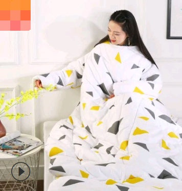 Winter Lazy Quilt with Sleeves - Polyester 1.2×1.6m Wearable Blanket 5 Colors 1350g