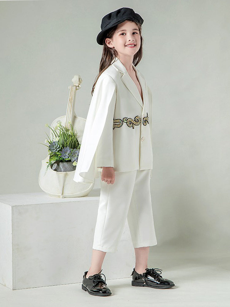 Children's Suit Dress Set - White