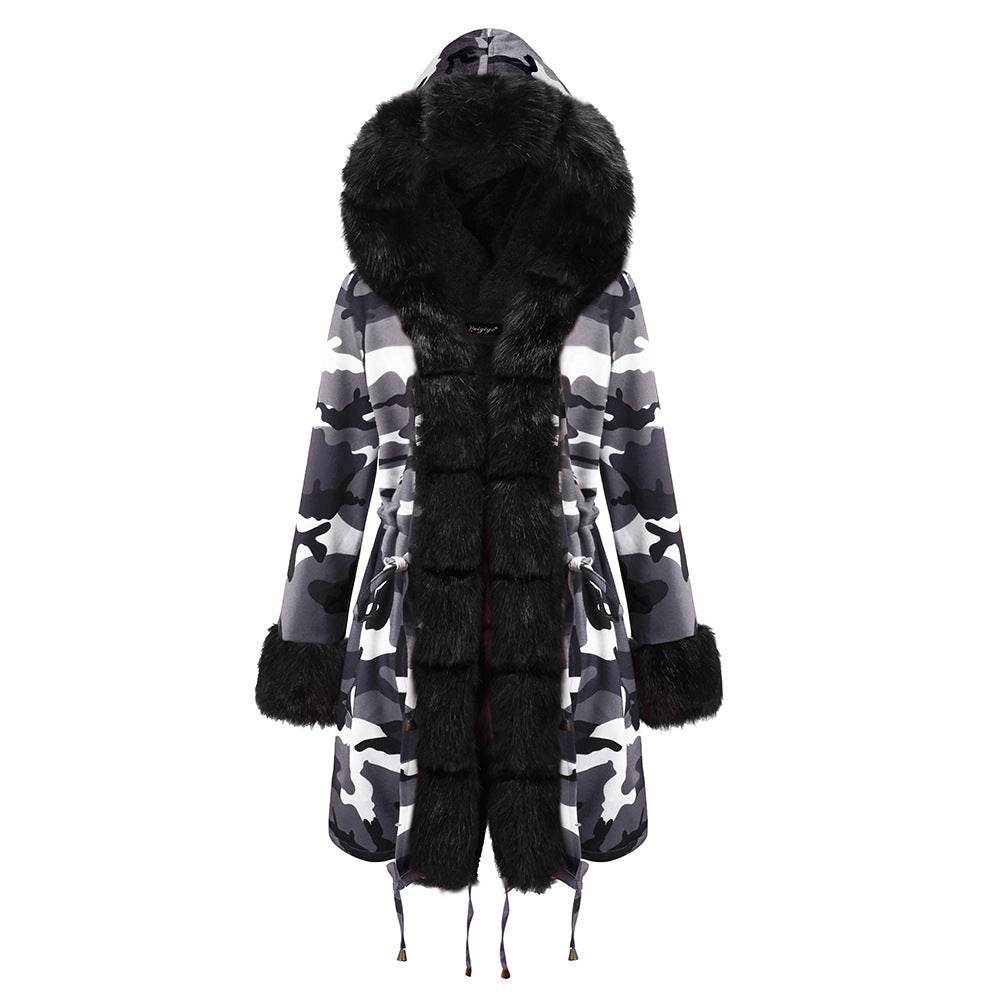 Women's Cotton Jacket With Hooded Coat And Fur Collar - Millivan supplies