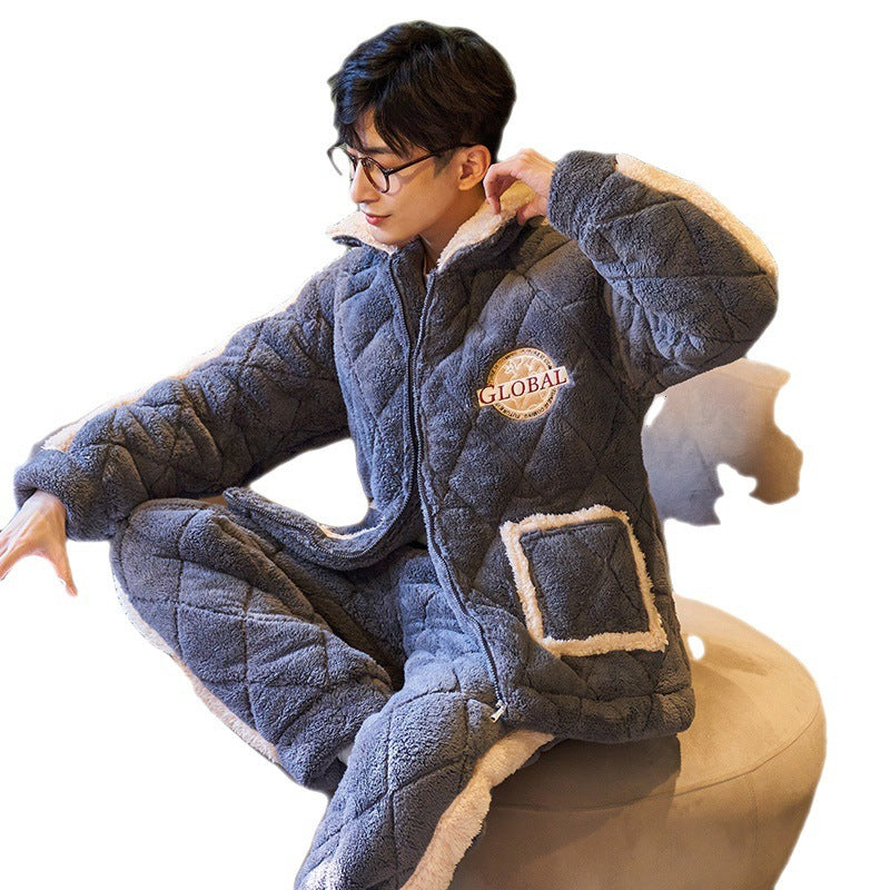 Men's Thickened Plush Coral Velvet Pajamas - Luxury Winter Sleepwear Set