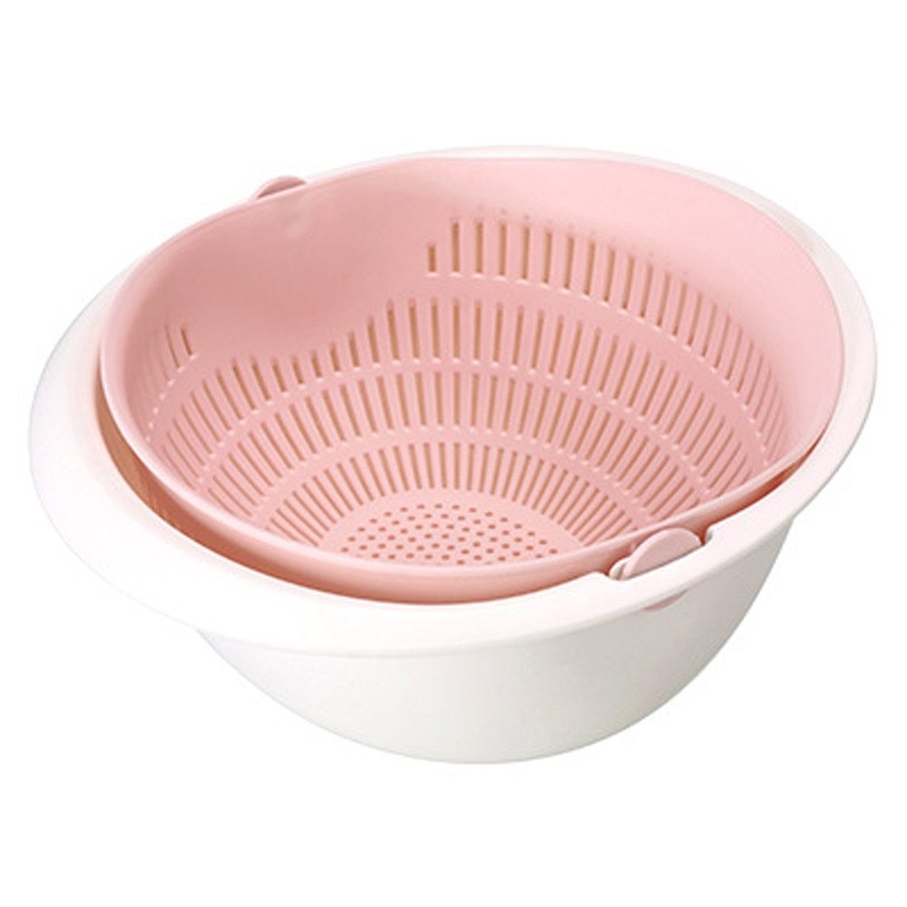 Portable Detachable Cleaning Drain Basket Double-Layer Hollow Fruit and Vegetable Cleaning Drain Basket - PP Material