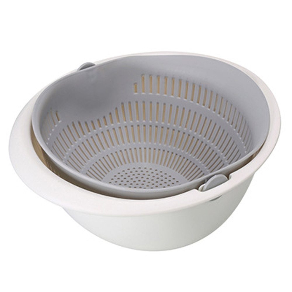 Portable Detachable Cleaning Drain Basket Double-Layer Hollow Fruit and Vegetable Cleaning Drain Basket - PP Material