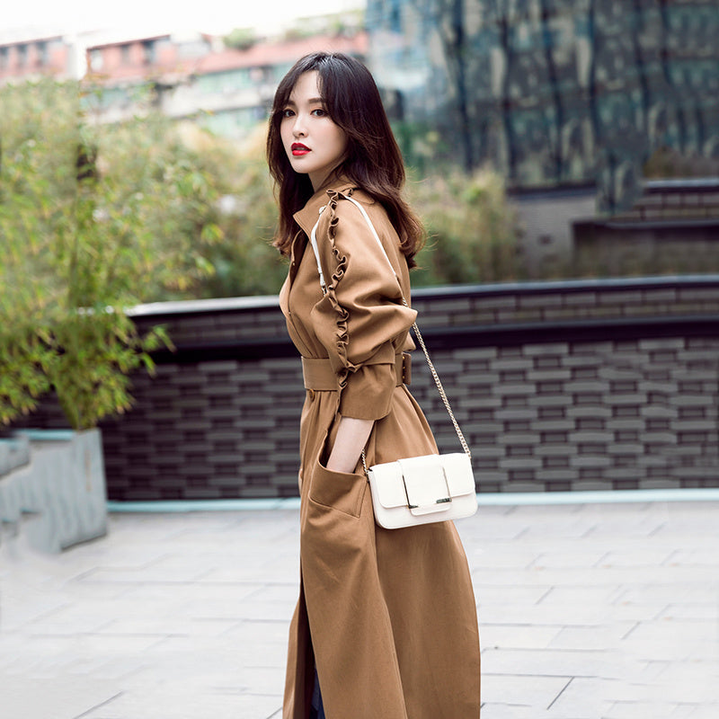Double-breasted British trench coat