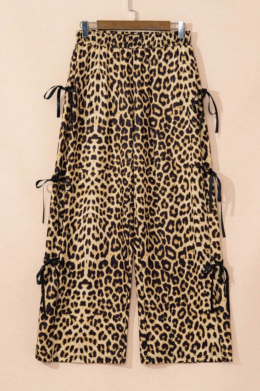 Leopard Bow Tie Elastic Waist Pants - Millivan supplies