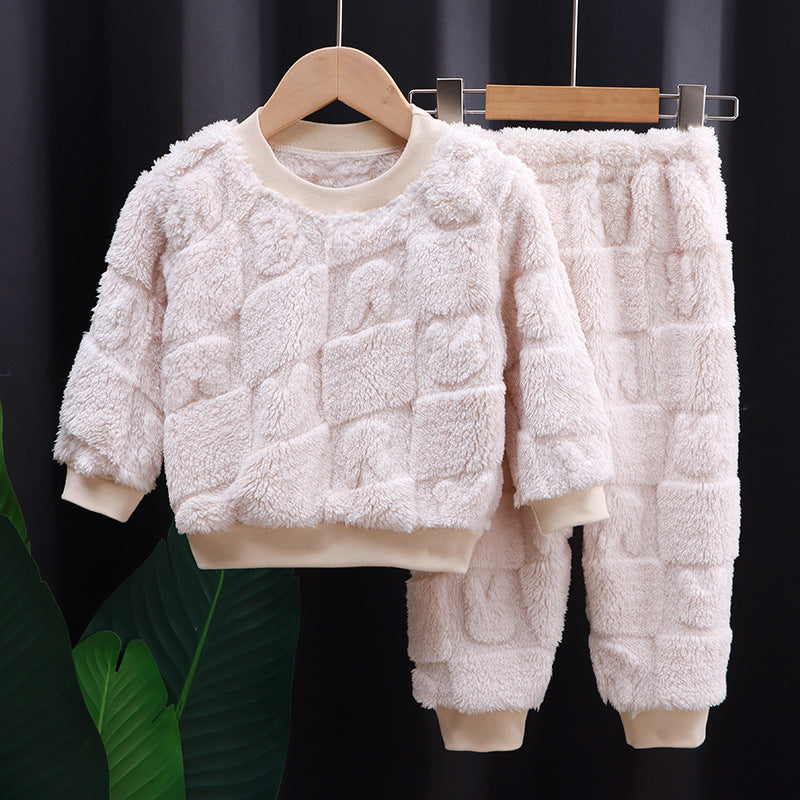 Korean Style Girls' Solid Color Pajamas - Comfortable Sleepwear Set