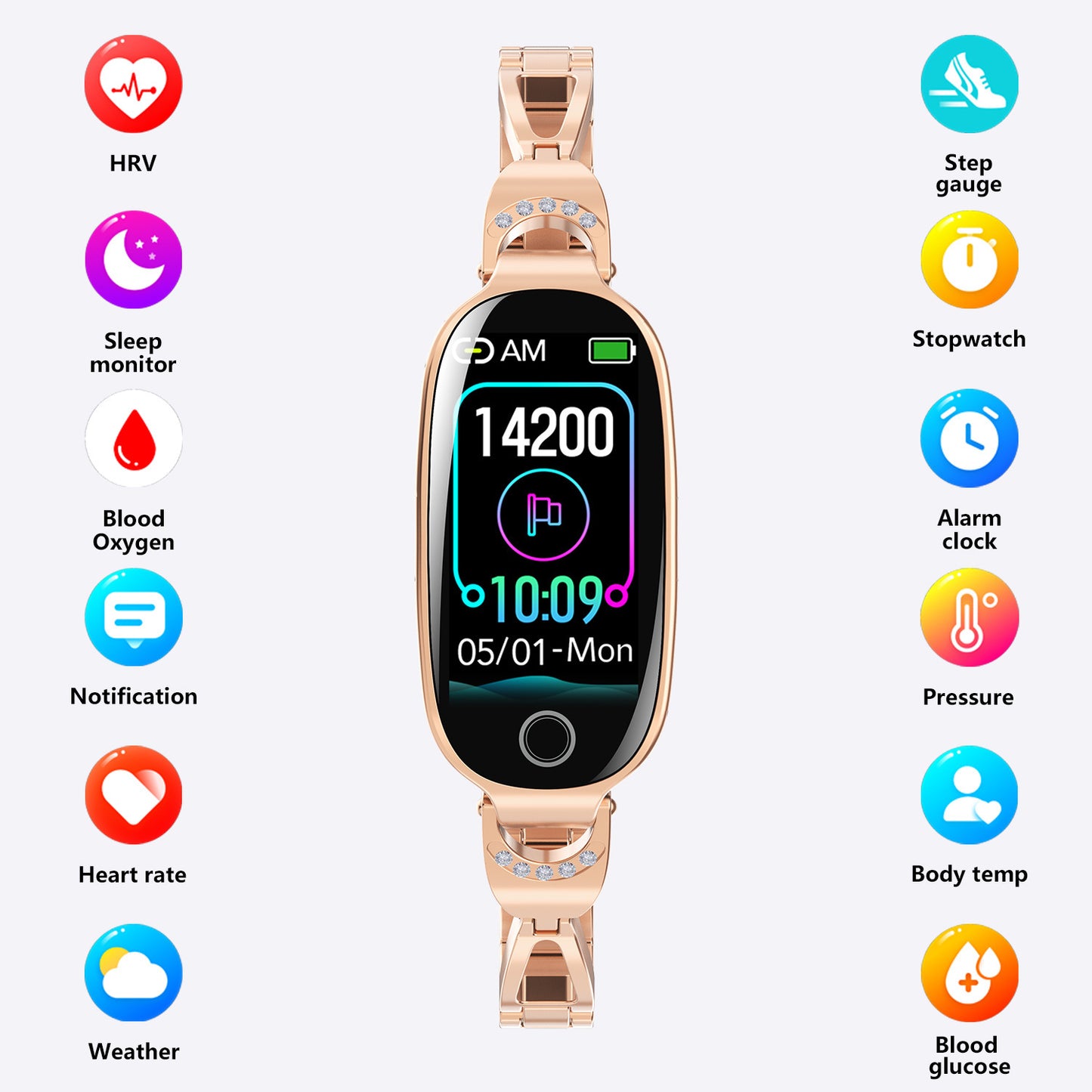 Women's Smart Watch - Blood Glucose & Menstrual Tracker