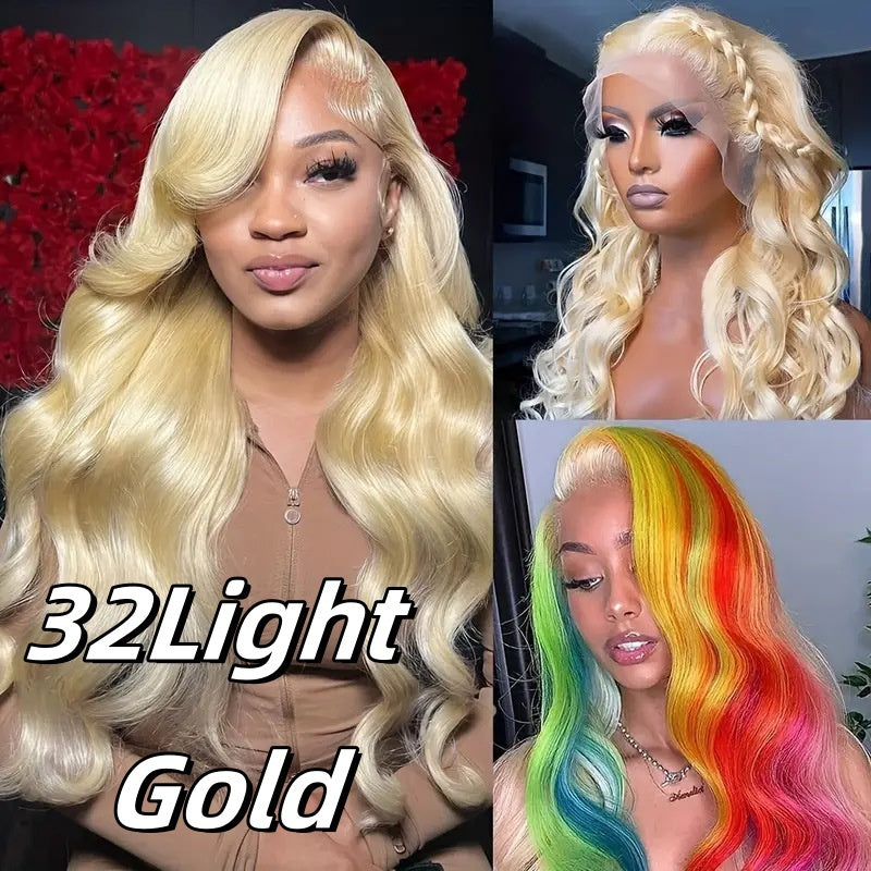 Adult Women's Lace Front Synthetic Wig - European Style Light Gold