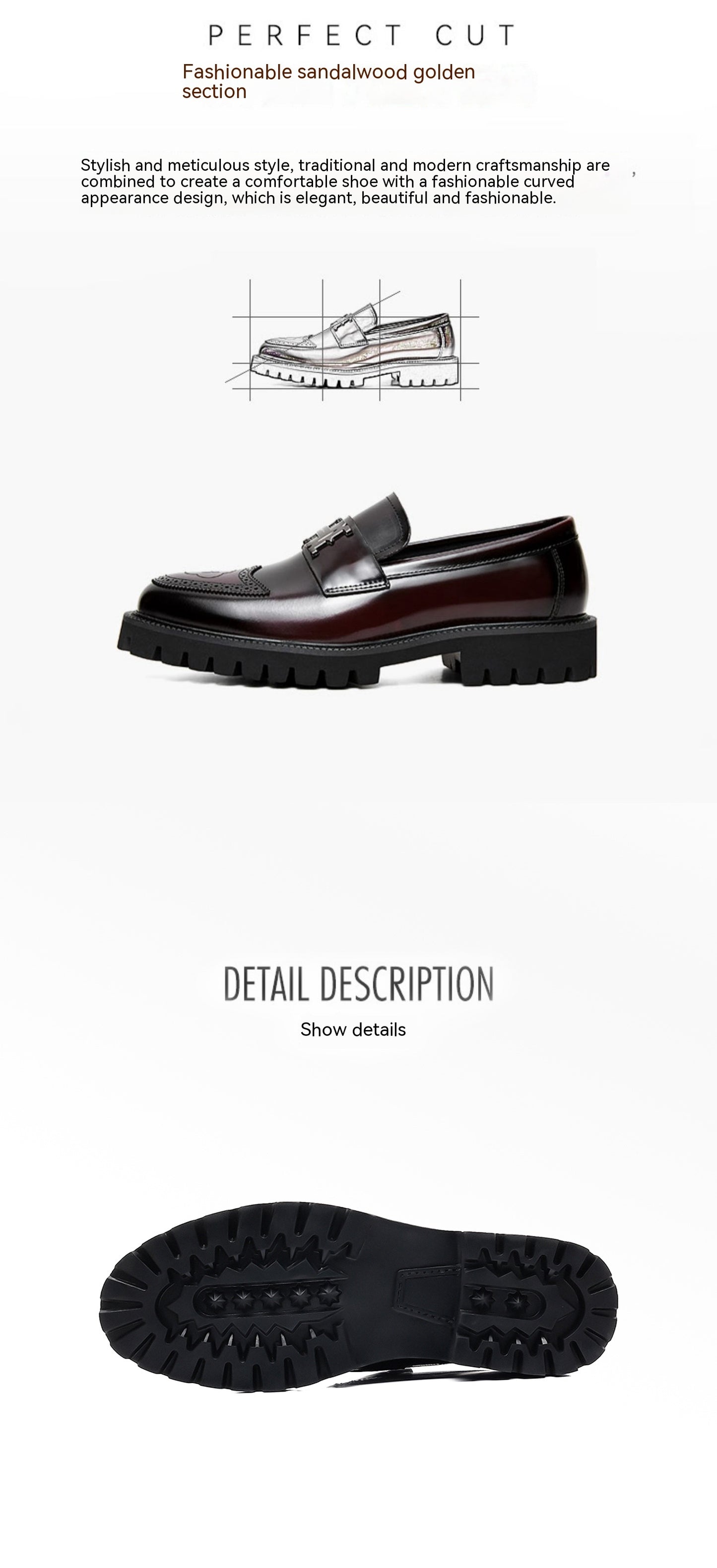 Men's Craft Leather Shoes - Slit Beads Matte Design