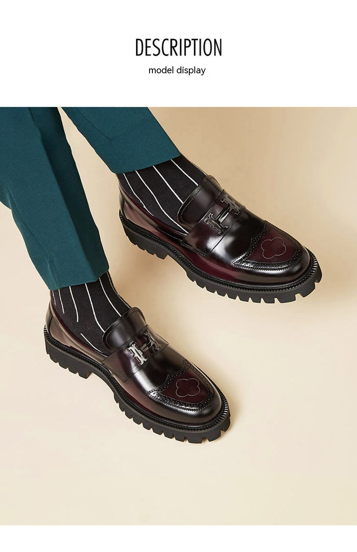 Men's Craft Leather Shoes - Slit Beads Matte Design