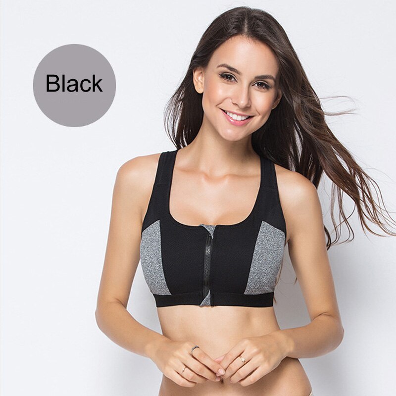 Women's Front Zipper Sports Bra - Active Support & Comfort