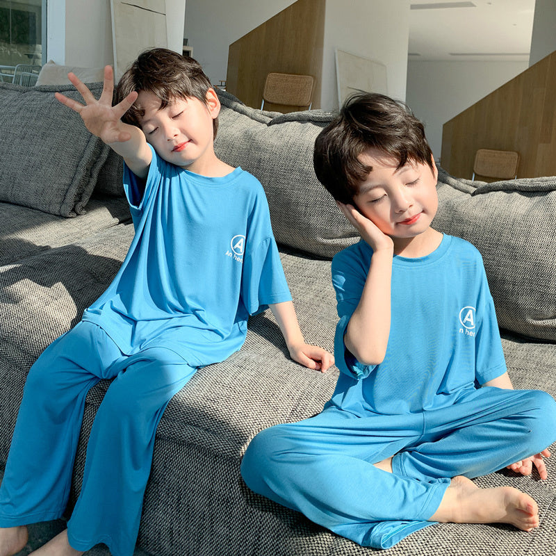 Boys' Homewear Suit Pajamas Medium And Large Children's Loose Clothes