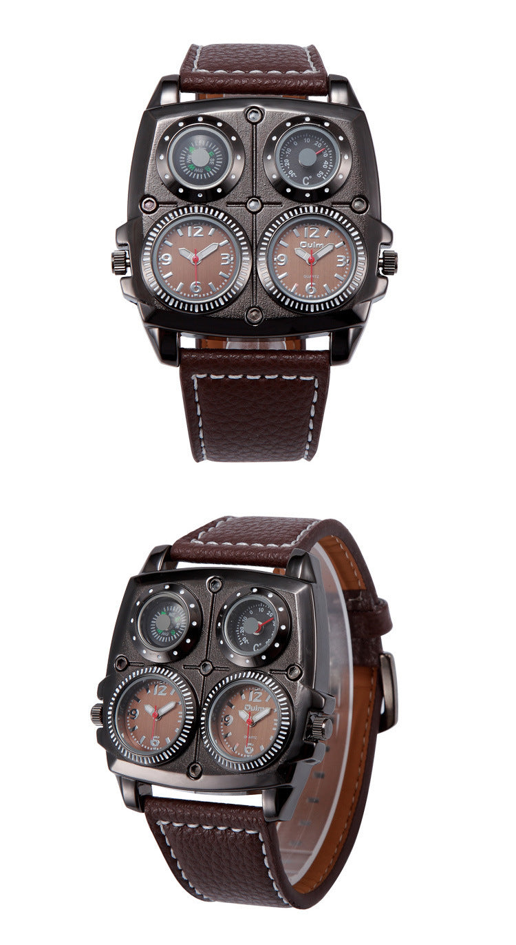 Men's Multifunctional Quartz Watch - 49mm Square