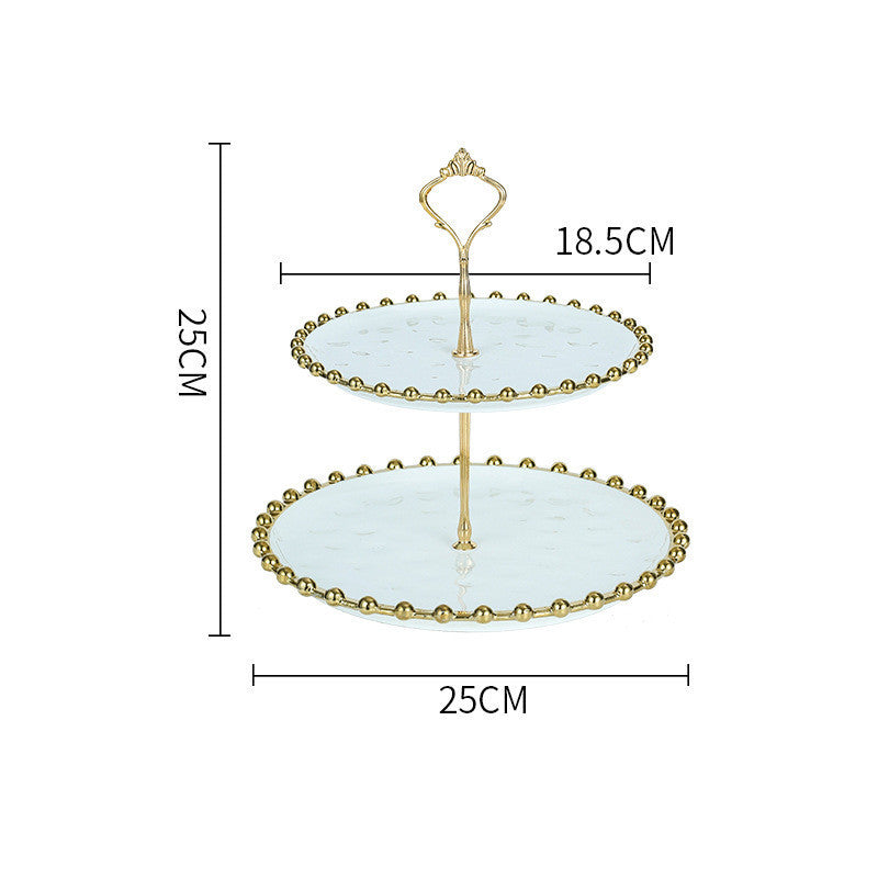 Living Room Coffee Table Household Ceramic Skewer Fruit Dessert Candy Tray Rack - Pearl Models