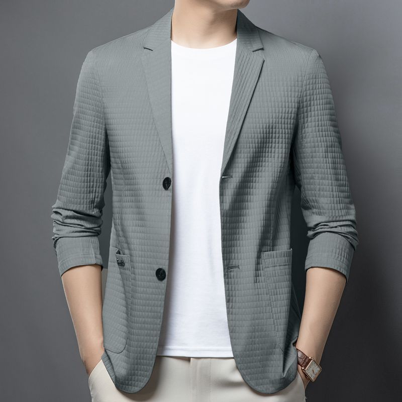 Men's Seamless Lightweight Breathable Casual Suit Top - Diamond White Multiple Sizes