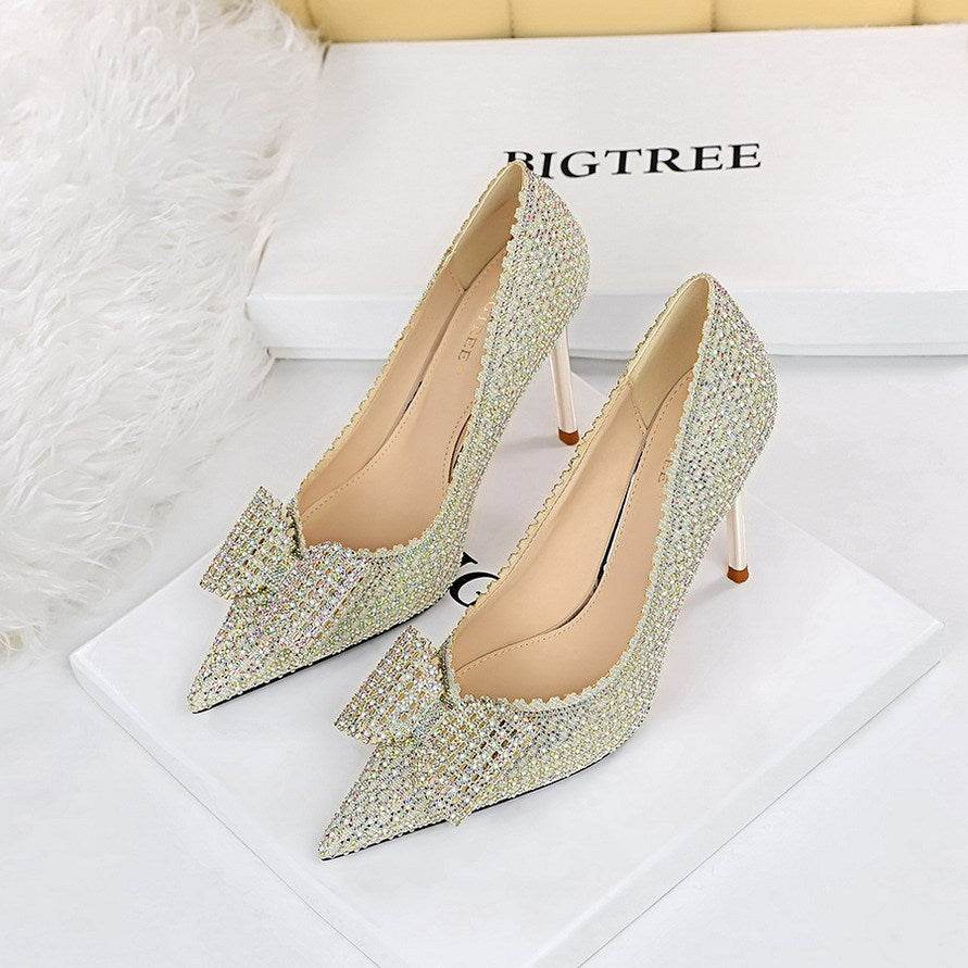 Sweet Women''s Princess Wedding Shoes Thin High Heels Shallow Mouth - Millivan supplies