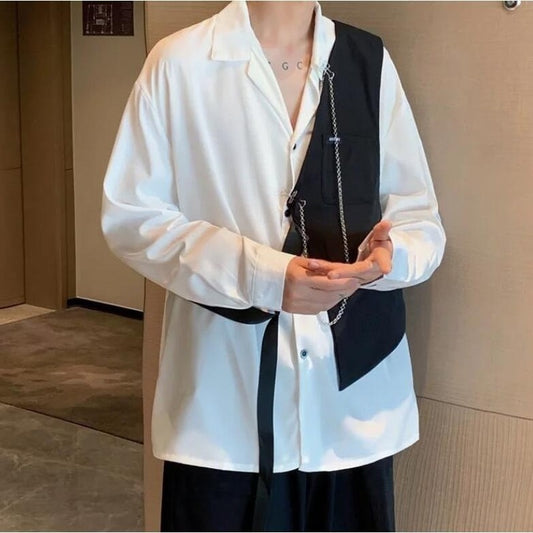 Men's Long Sleeve Shirt Vest Jacket - Hip Hop Fashion Simplicity Set