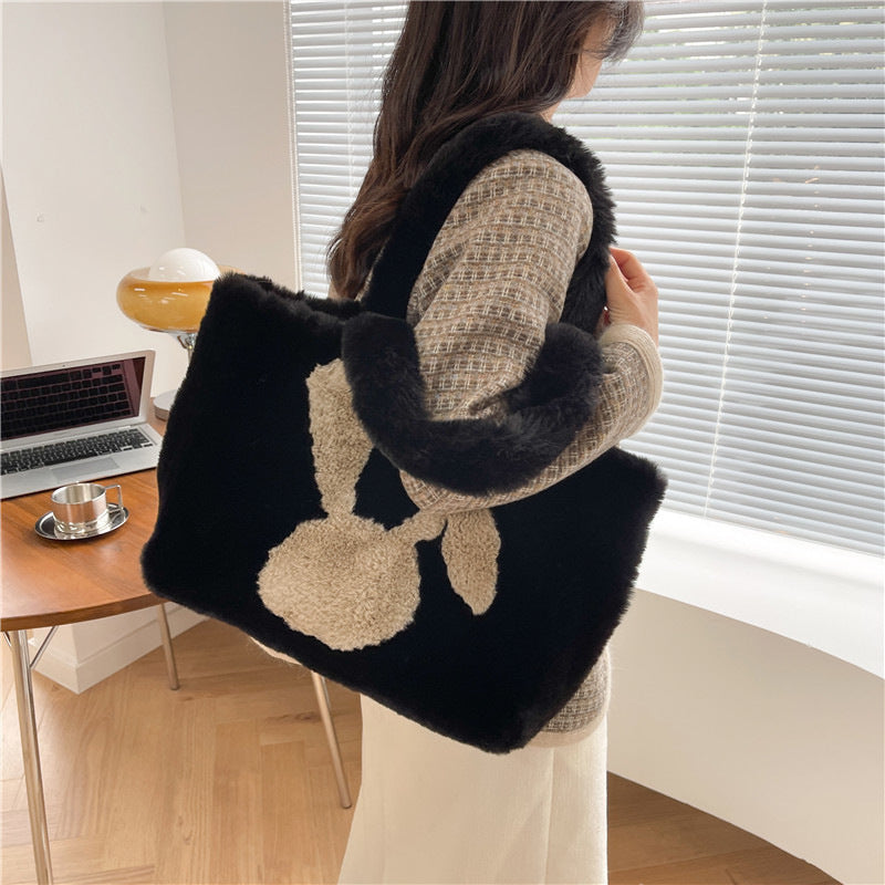 Cute Rabbit Ears Plush Bag - Autumn Winter Tote