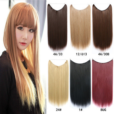 Women's 22 Inch Invisible Wire Hair Extensions - No Clips Secret Fish Line Silky Straight Synthetic