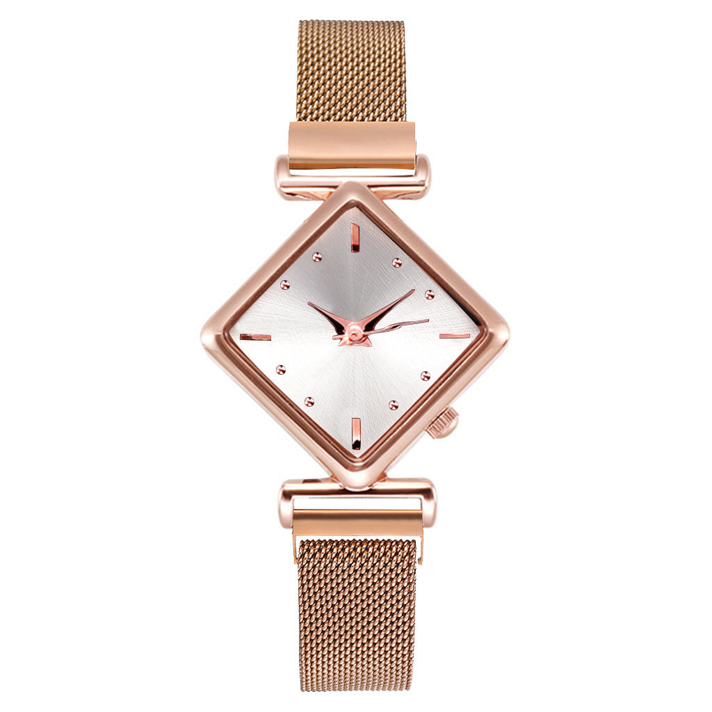 Diamond Watch Bracelet - Elegant Quartz Watch with Textile Strap