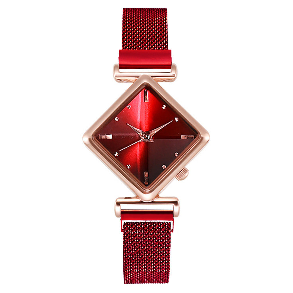 Diamond Watch Bracelet - Elegant Quartz Watch with Textile Strap