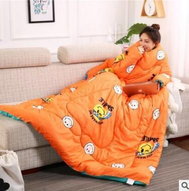 Winter Lazy Quilt with Sleeves - Polyester 1.2×1.6m Wearable Blanket 5 Colors 1350g