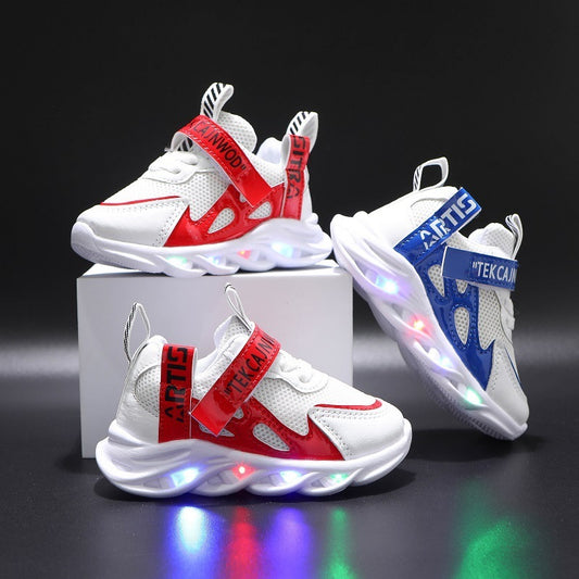Children's Luminous Sports Shoes - Unisex Kids Breathable Mesh Shoes Red
