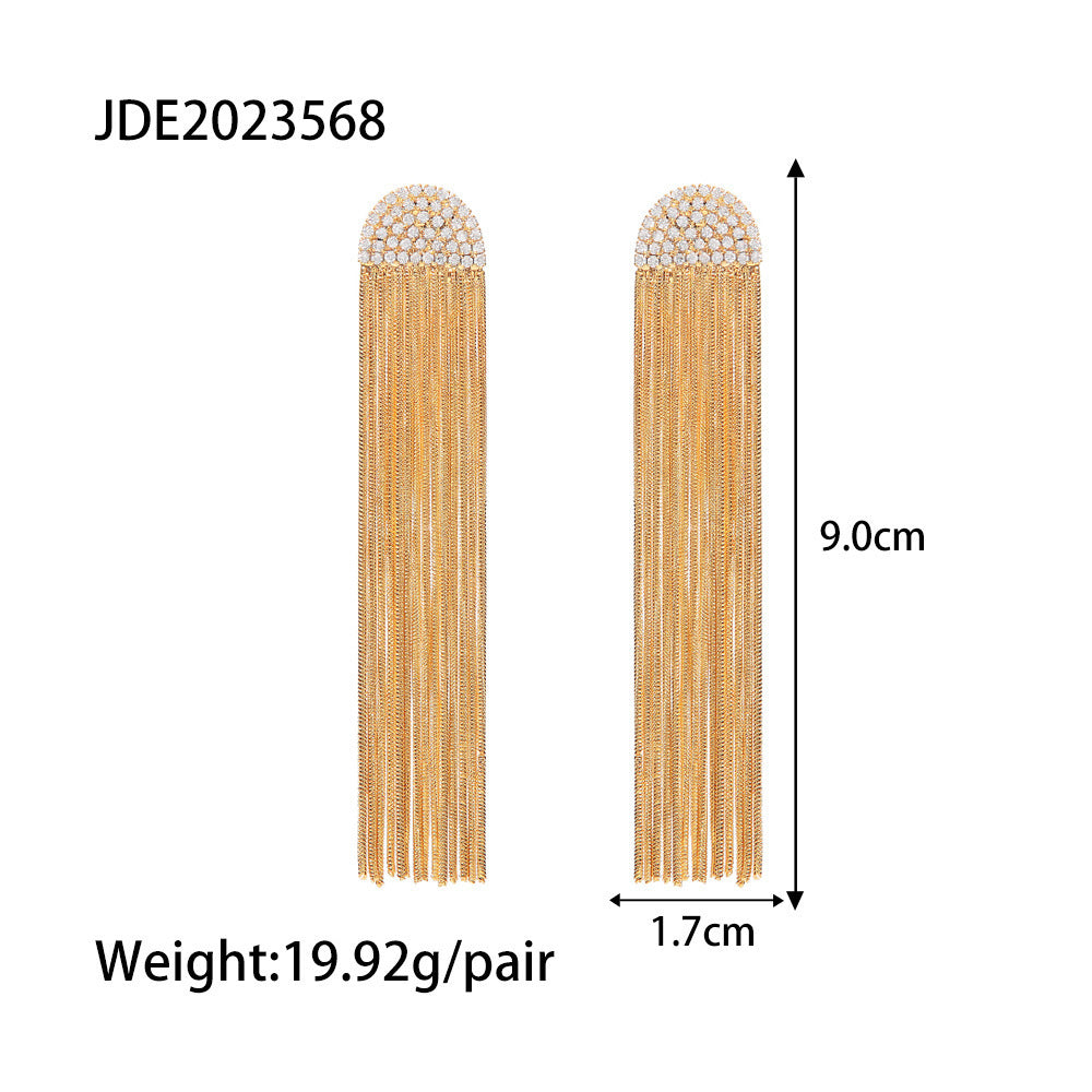 Long Tassel Earrings Fashion Women's All-match Titanium Steel