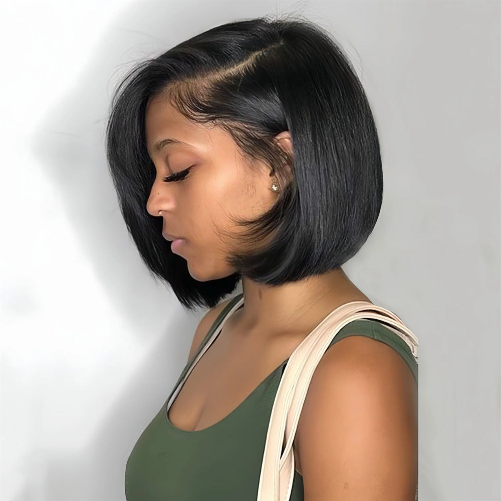 Women's Side Points Full Head Wig - Black High Temperature Fiber Multiple Parting Options