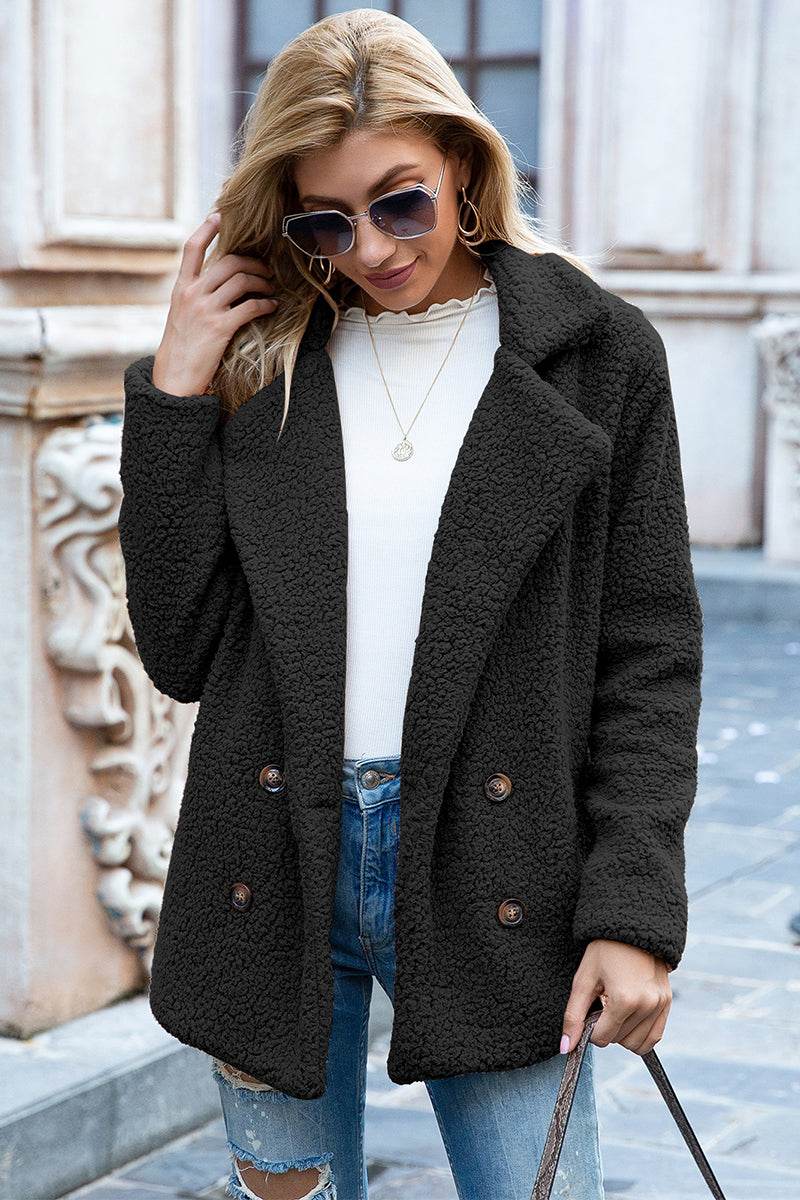 Ivy Lane Full Size Lapel Collar Sherpa Coat - Millivan supplies