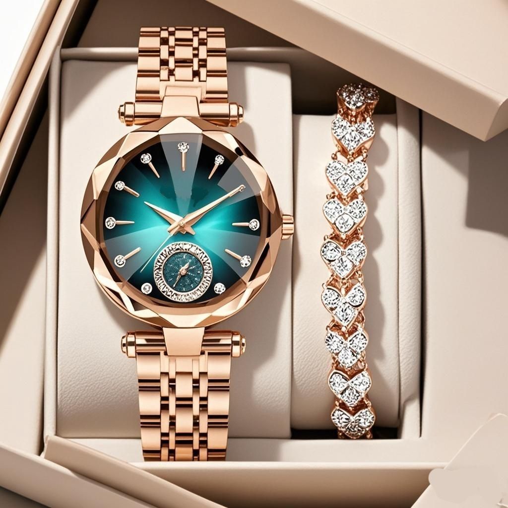 Women's Casual Diamond Quartz Watch - Simple Elegance