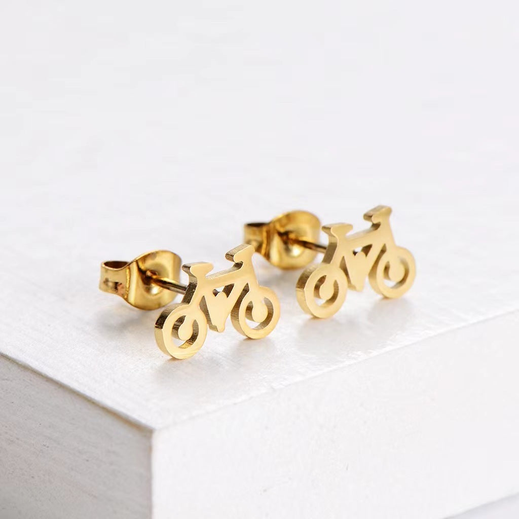 Stainless Steel Three Pieces Ground Stall Night Market Source Earrings Bicycle Female
