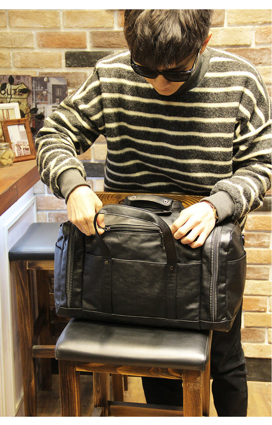 Noir PU Leather Men's Travel Clutch Bag