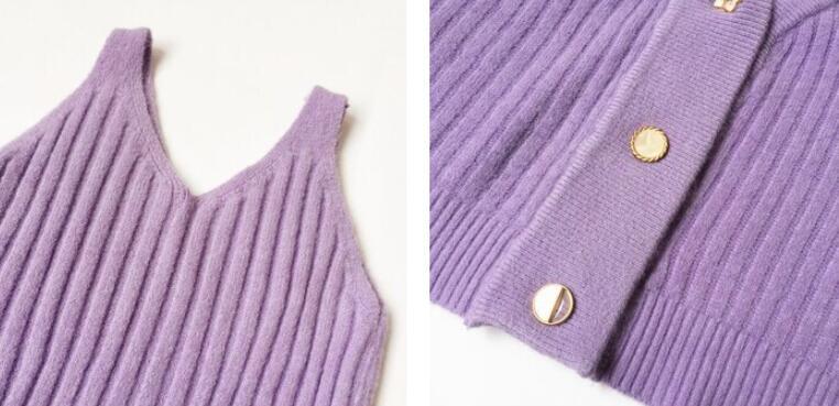Fashion Women's Solid Color Sweater Suit Skirt