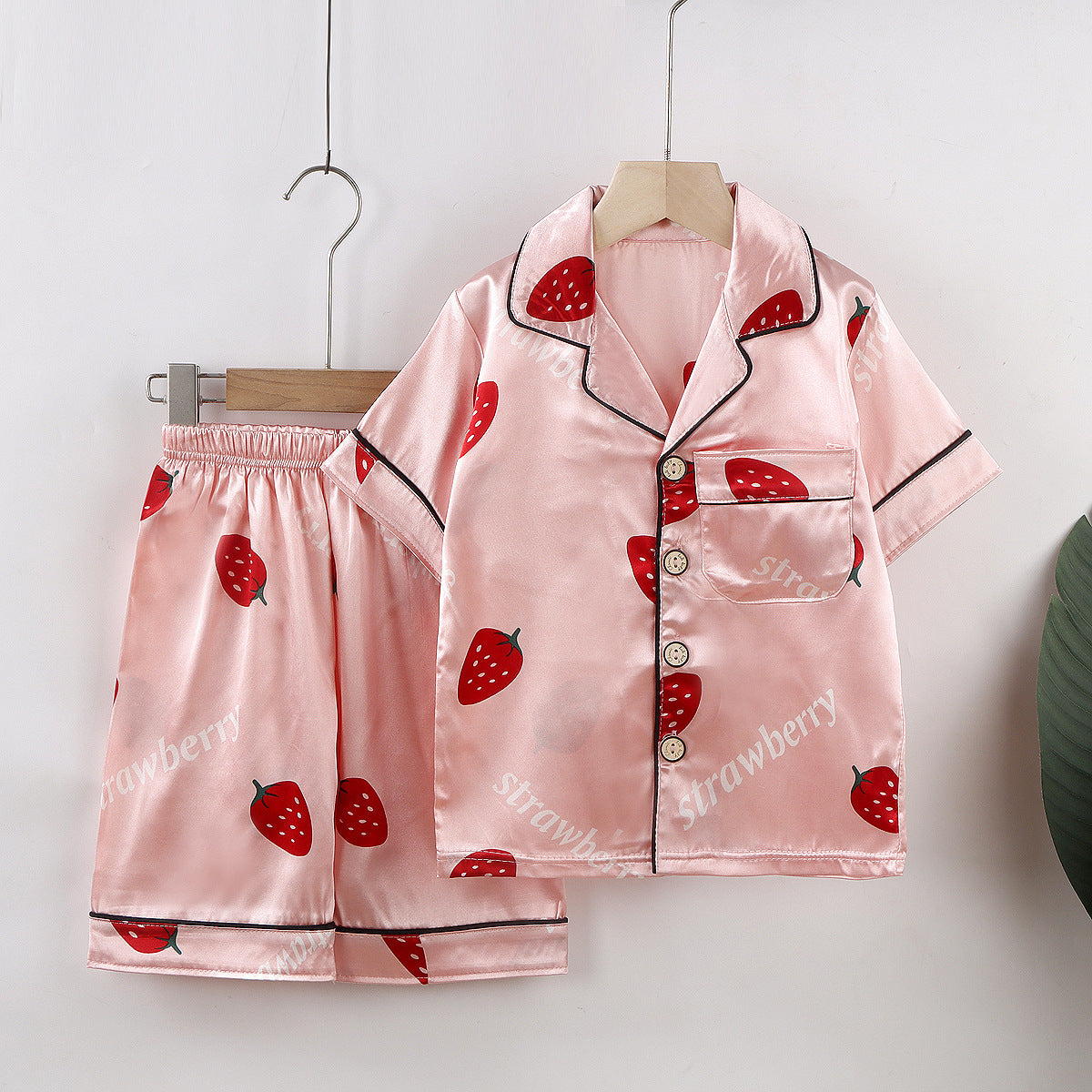 Boys' And Girls' Cartoon Home Ice Silk Short Sleeve Homewear Lightweight Comfortable Pajamas Suit
