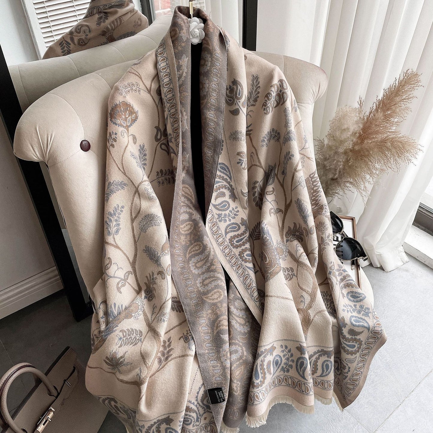 Women's Cashmere-like Neck Warmer Scarf - Adult Office Blanket Camel
