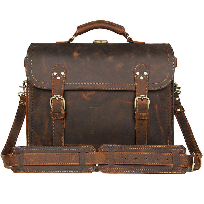 Messager Crazy Horse Cowhide Leather Messenger Bag