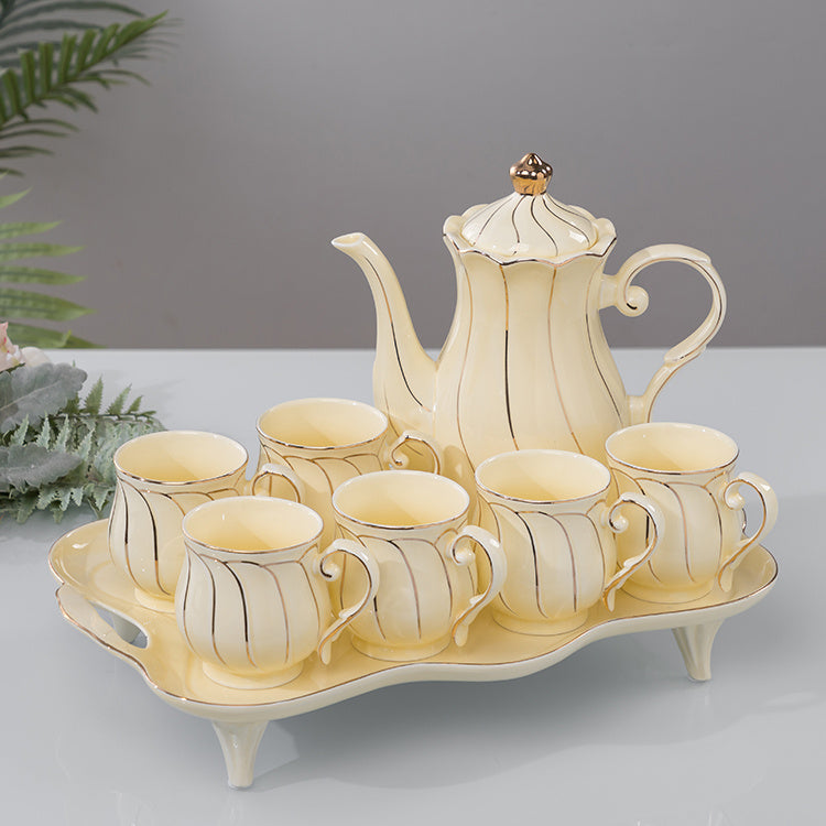 Water Set Ceramic Ware Household Light Luxury - Nordic Style Glacier Pattern with PP Components