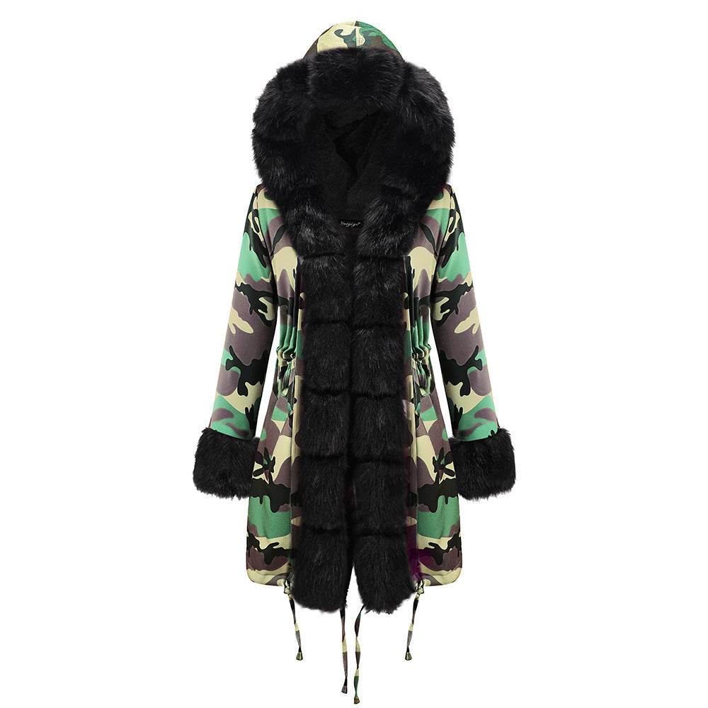 Women's Cotton Jacket With Hooded Coat And Fur Collar - Millivan supplies