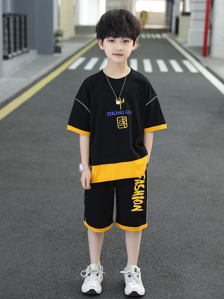 Boys Printed Two-piece Clothing Set - Green Color Multiple Sizes