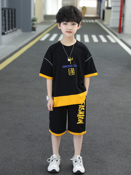 Boys Printed Two-piece Clothing Set - Green Color Multiple Sizes