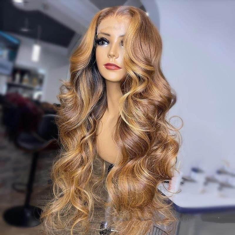Honey Blonde Body Wave Lace Front Pre Plucked Highlight Wig - Millivan supplies