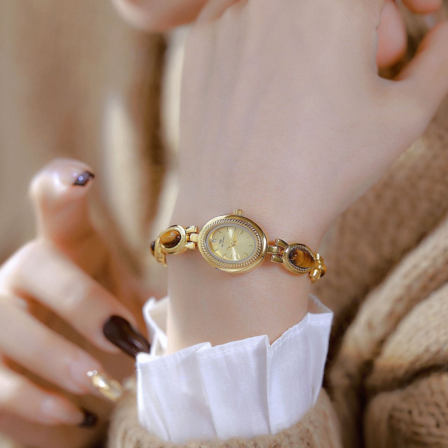 BS Gold Retro Tigereye Chain Watch - Rich Luxury