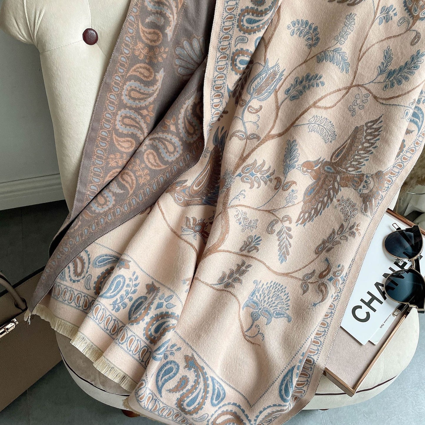 Women's Cashmere-like Neck Warmer Scarf - Adult Office Blanket Camel