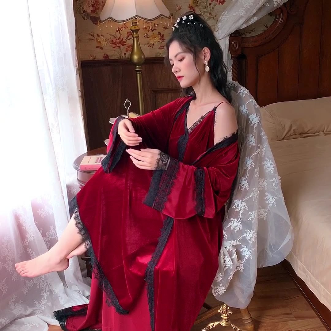 Style Home Clothes Gold Velvet Pajamas Two-piece Set
